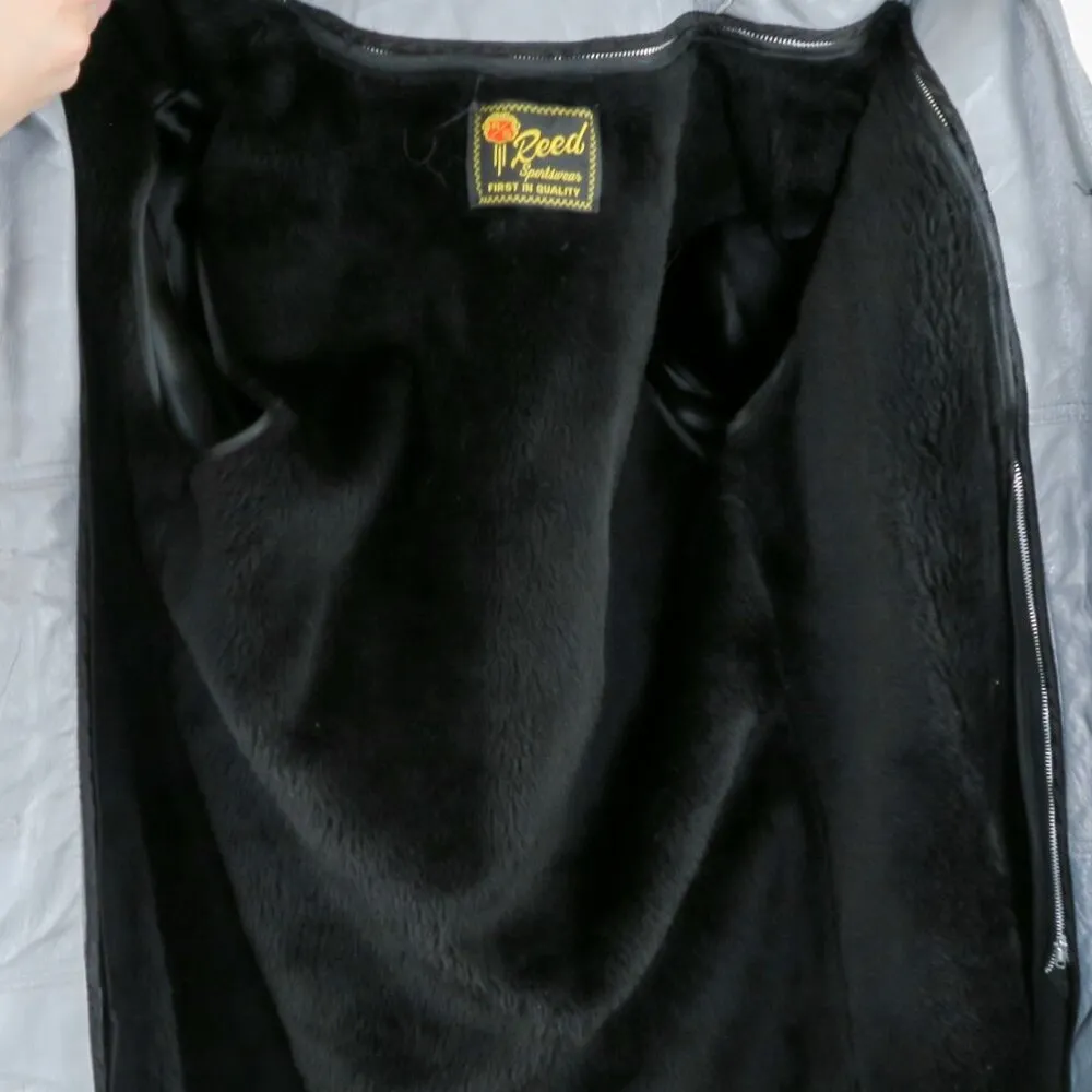 Vintage 70s Reed Sportsman Grey Leather Belted Trench Coat Size M - Image 8