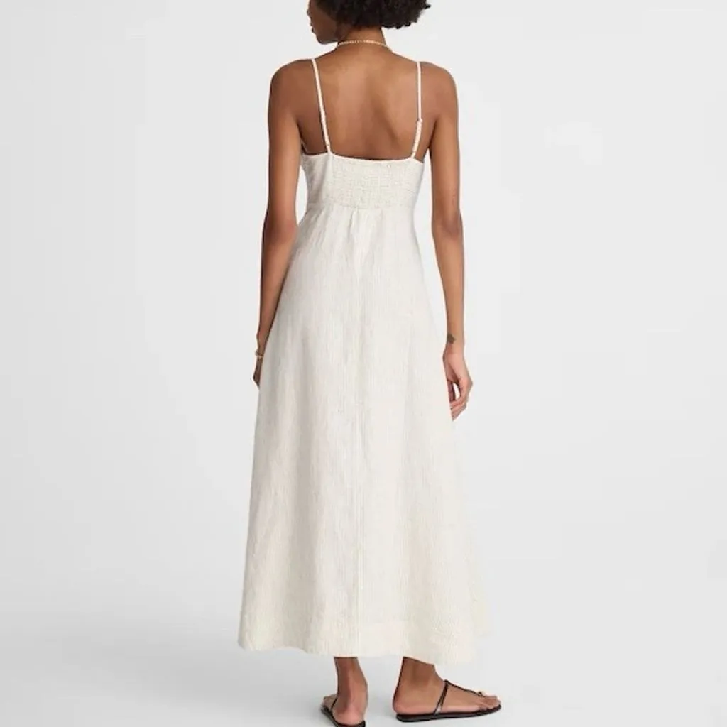 NWT Madewell Women's Striped Empire-Waist Midi Dress 100% Linen M Lighthouse - Image 3