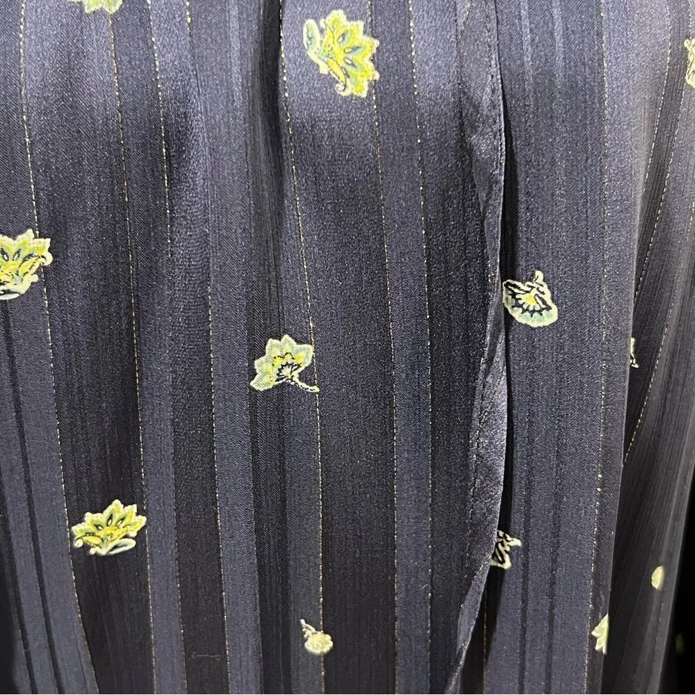 Fig & Flower Anthropologie Blue Floral Top Size L Long Sleeve Boho Peasant Size L - Image 10