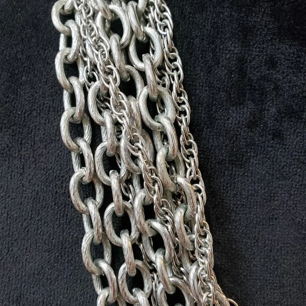 Natasha Fashion Silver Tone Multi Strand Cable Chain Necklace with Lobster Clasp - Image 6