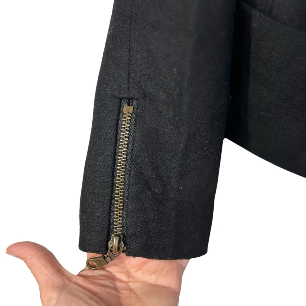 H&M Military Inspired Wool Blend Black Jacket Size 4 - Image 3