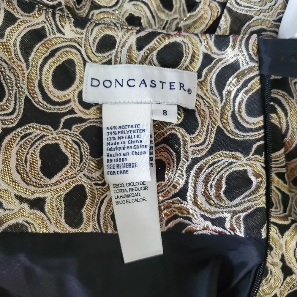 Doncaster Black & Gold Metallic Dressy Circle Skirt Size 8 NWT - Image 6