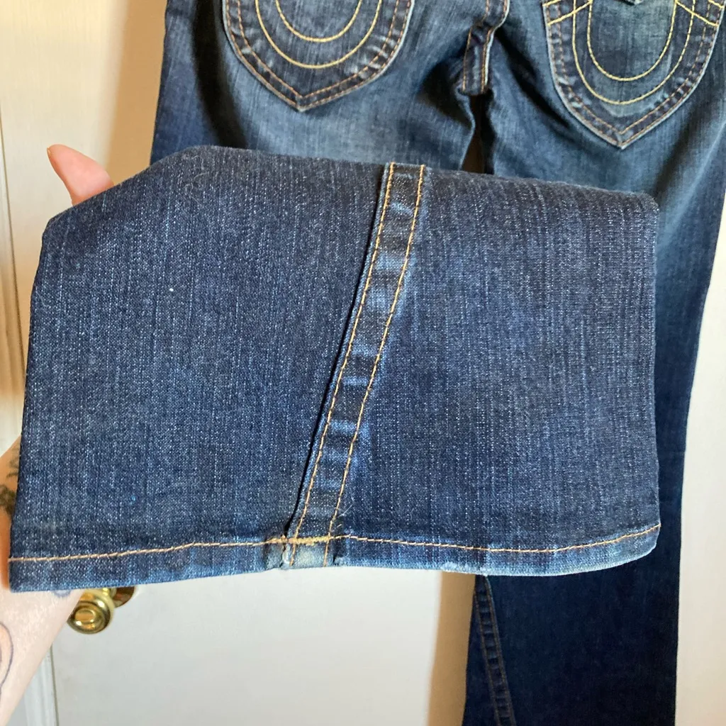 True Religion Dark Wash Joey Twisted Leg Flare Bell Bottom Denim Jean’s#Br - Image 13