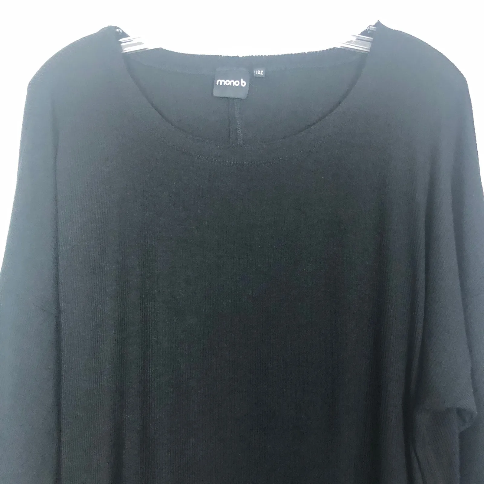 Mono B One Size Ribbed Short Sleeve Black Top - Image 3