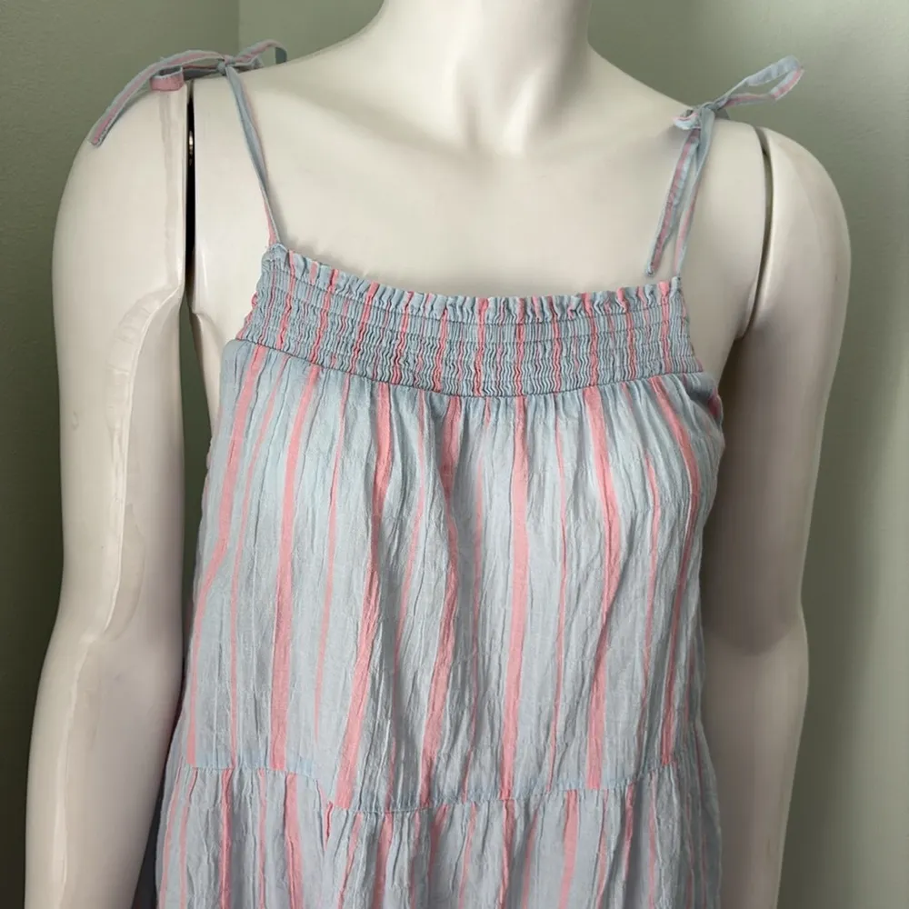 ANTHROPOLOGIE Pink & Blue Stripe Gauze Tiered Striped Tank Tunic Top Striped XS - Image 7