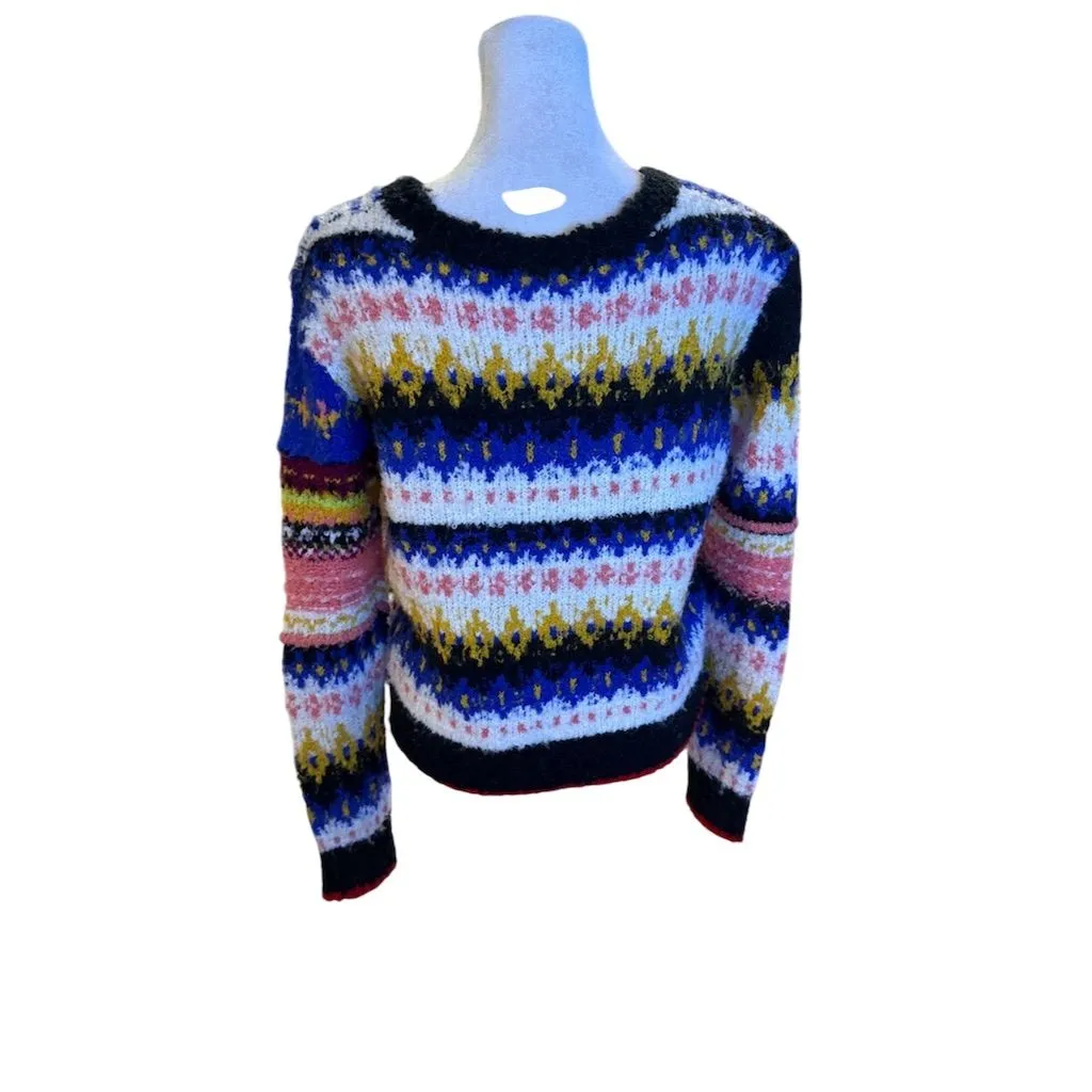 Free People Women's XS Multicolor Geometric Knit Pullover Sweater - Image 3