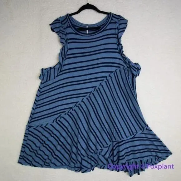 New! Free‎ People Between The Lines Tunic Top dress in blue , size L - Image 4