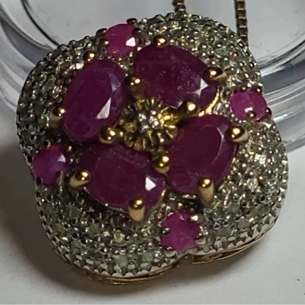 925 and ruby Gemstone Pendant and Necklace Gold - Image 3