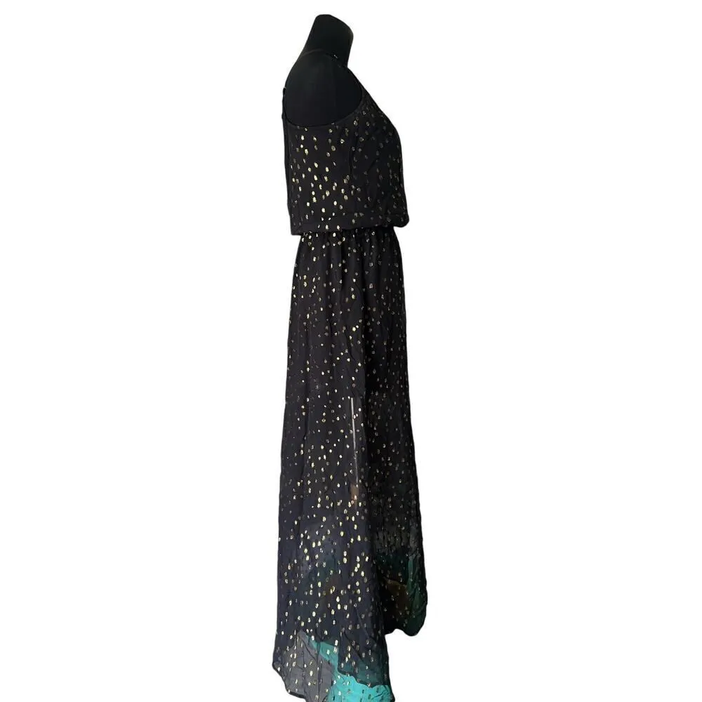 KARINA GRIMALDI BLACK LACE AND GOLD MAXI DRESS SIZE XS - Image 7