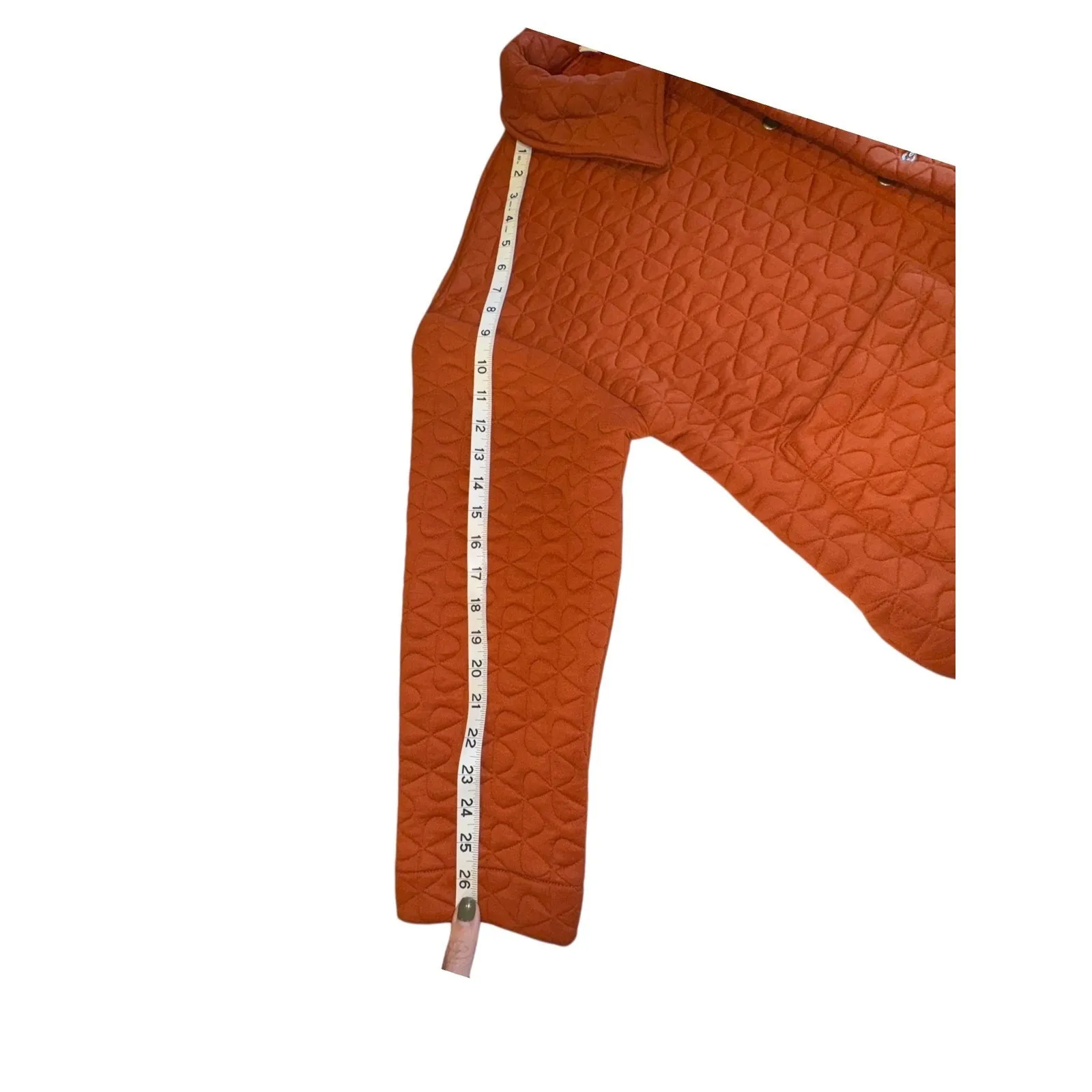 Newin Quilted Snap Front Jacket Rust Orange Geometric Pattern Long Sleeve Brown Size M - Image 3