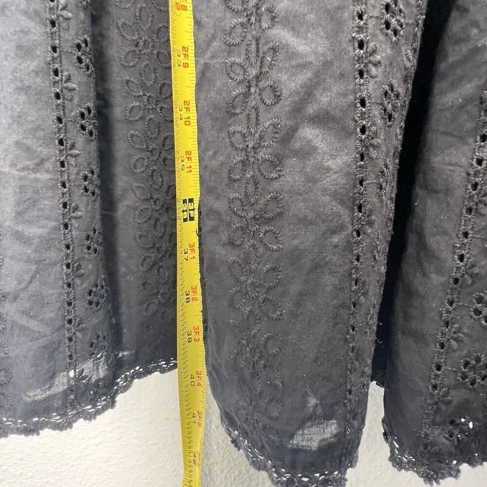 Oscar Oscar de la Renta Womens V Neck Eyelet Lace Dress White Black Size 6 - Image 7