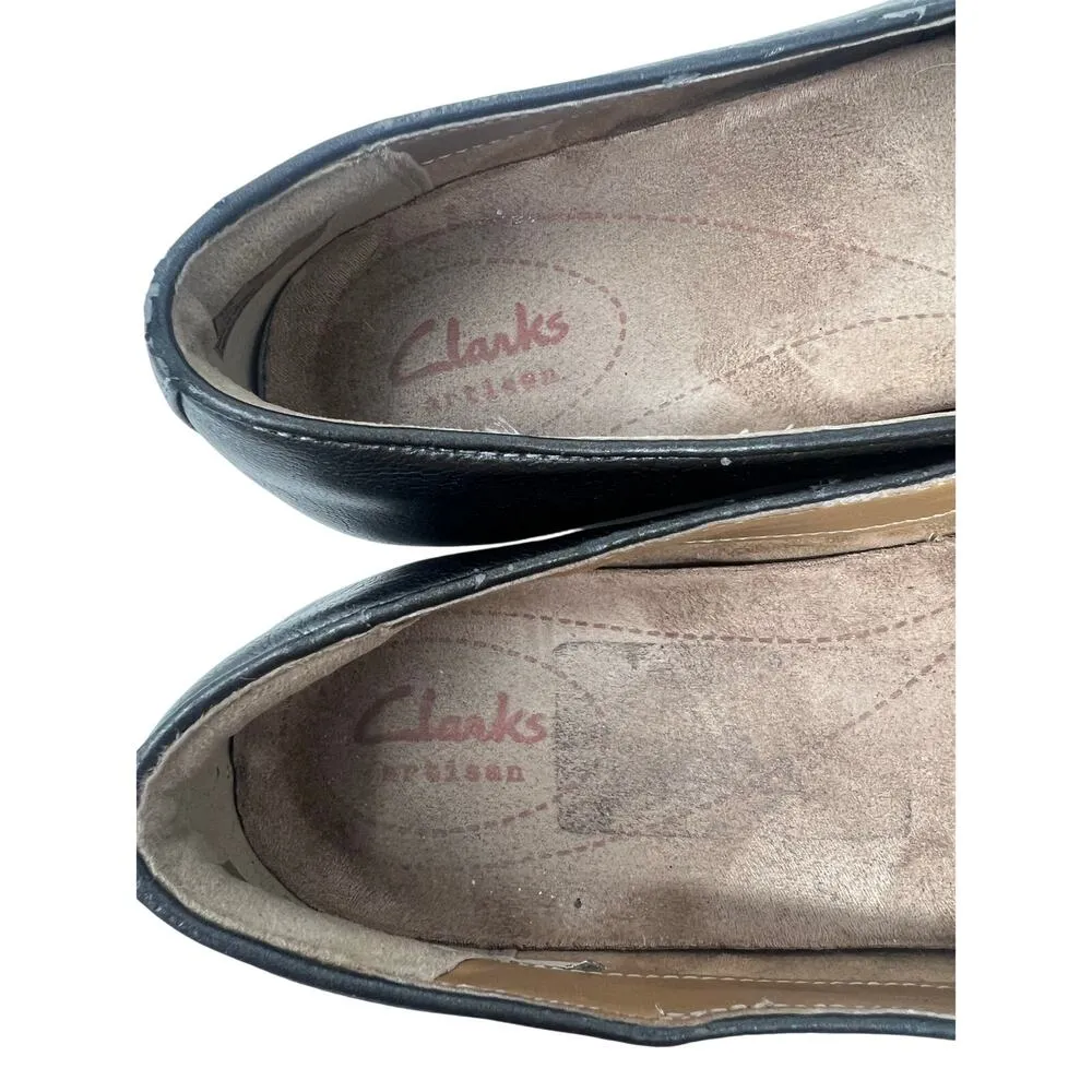 Clarks Daelyn Towne Leather Slip On Platform Flat in Metallic Brown/Gray 8 - Image 6