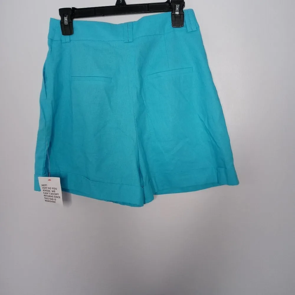 Asos linen blend blue high-waisted short size 6 - Image 4