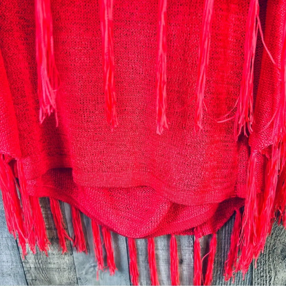 Kokomo Unltd Size S/M Knit Sweater Cape/Top Combo with Fringe Dark Peach… - Image 3