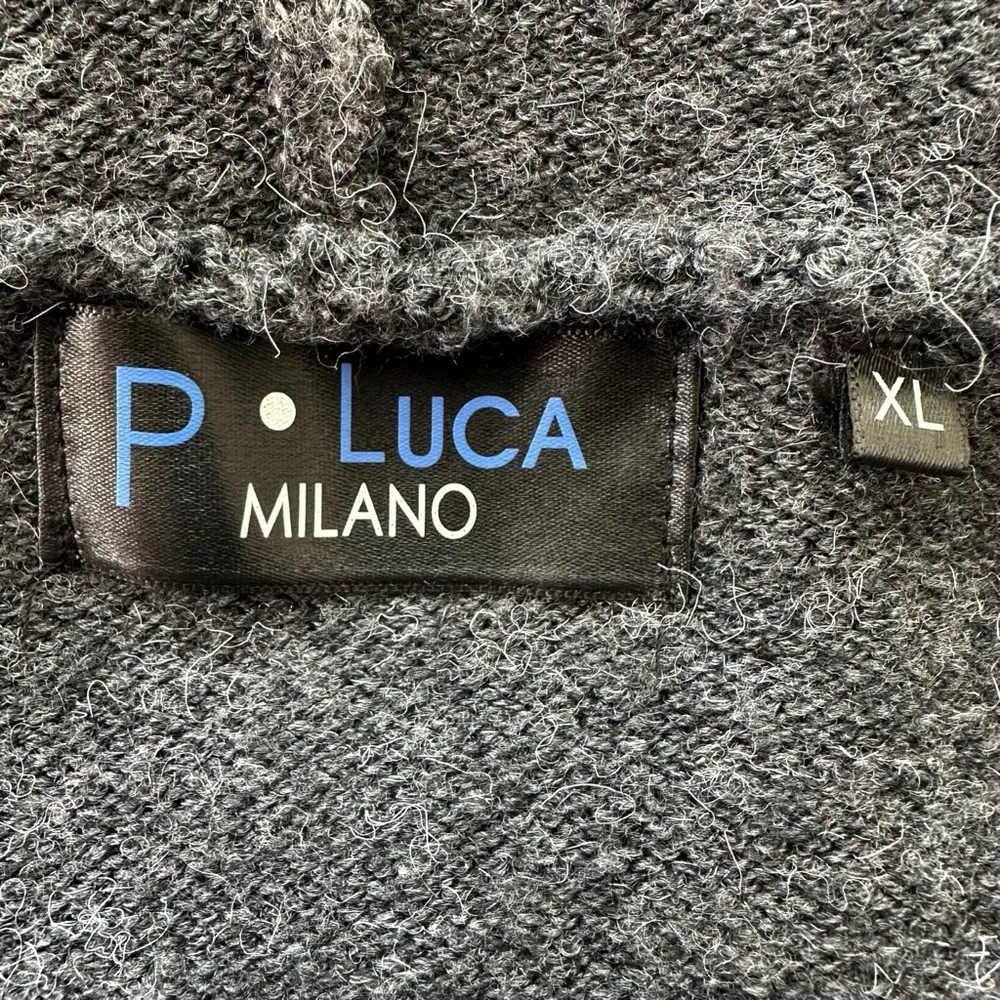 Patrizia Luca Milano Wool Blend Gray Hooded Faux Fur Cuffs Cardigan, Size XL - Image 10