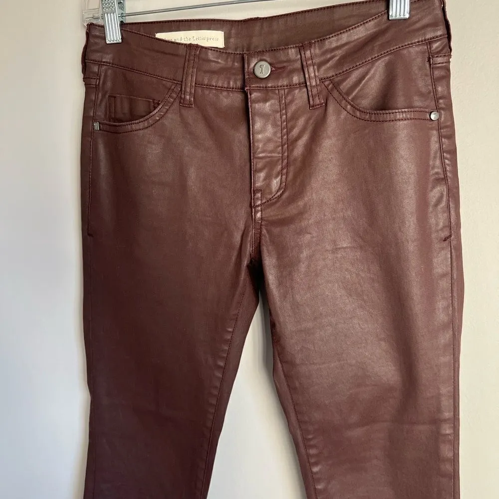 Pilcro and the Letterpress Anthropologie Waxes Lace Up Ankle Pants Burgundy - Image 6