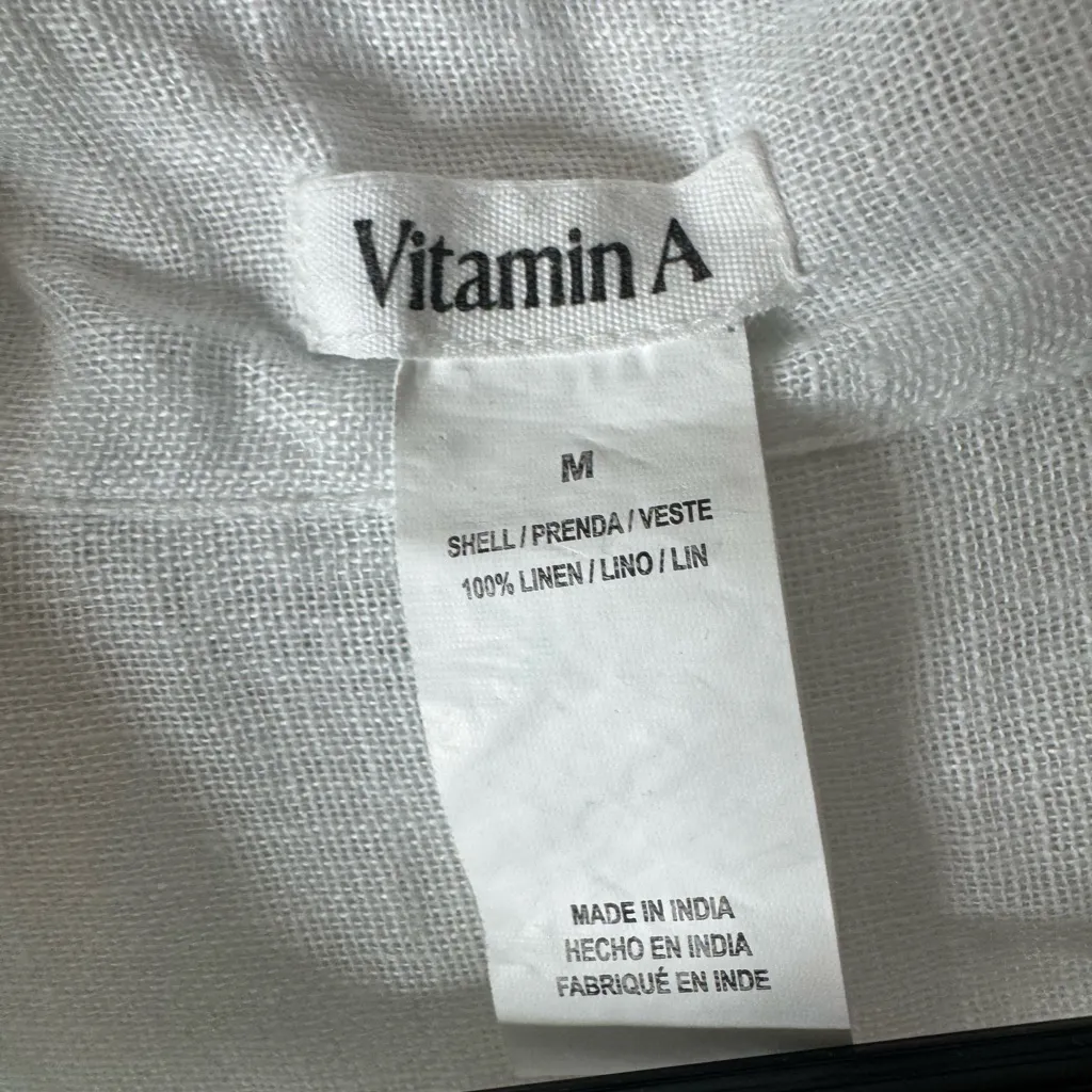 Vitamin A Playa Pocket Blouse in White EcoLinen medium Swim Coverup - Image 4