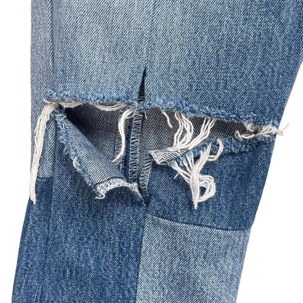 RE/DONE by Levi's SZ 29 70's Patch Jeans Distressed High-Rise Button-Fly Frayed - Image 6