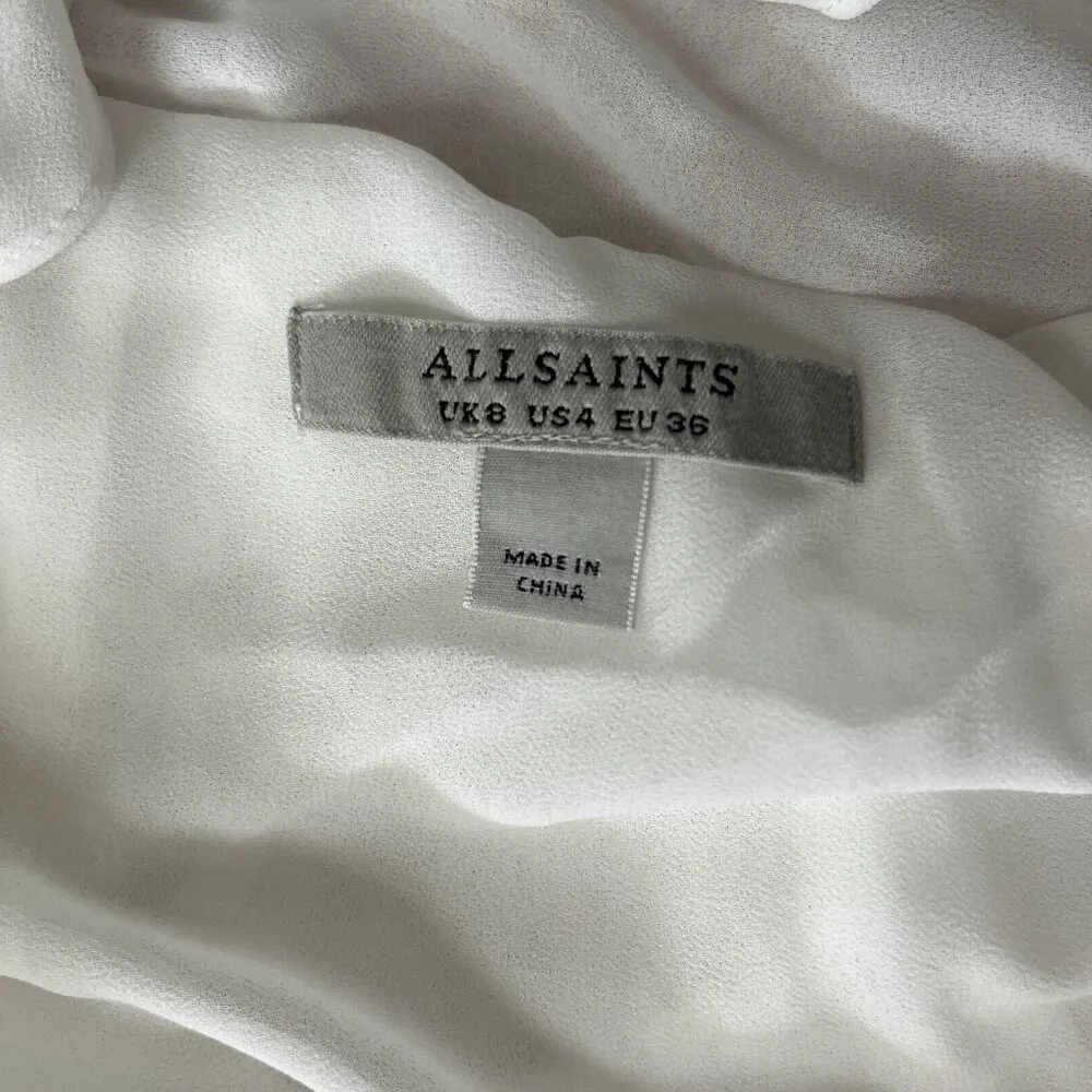 NWOT Allsaints Lace Blouse White Tops Women Size 4 Flutter Sleeve - Image 10