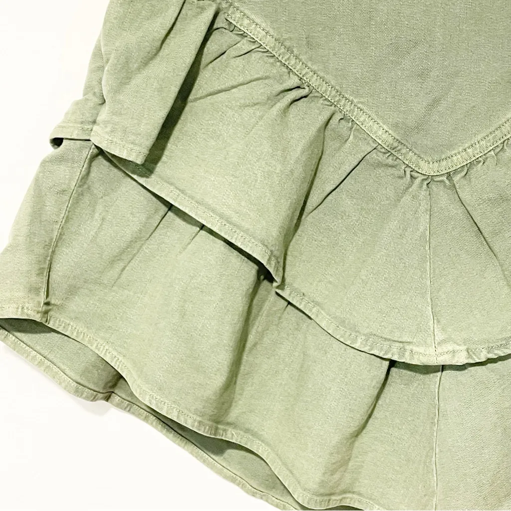 Mother Women’s The Ruffle Mini Skirt in Loden Frost Green Size‎ 30 - Image 3