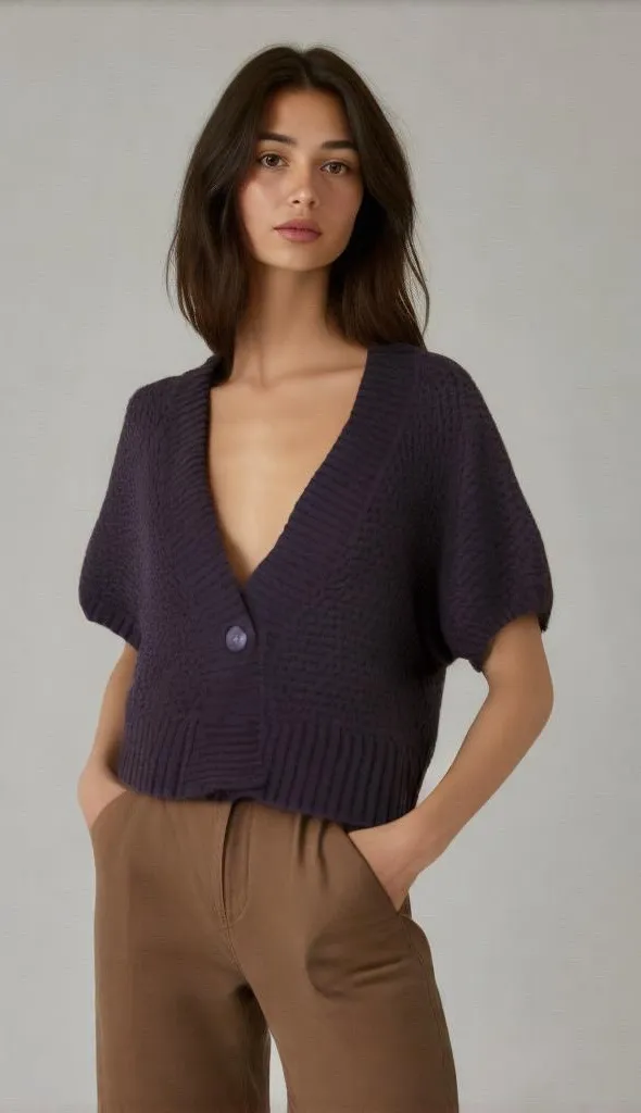 Mossimo Womens Cardigan Size XS Garnet Oversized Short Sleeve Drapey NEW - Image 1