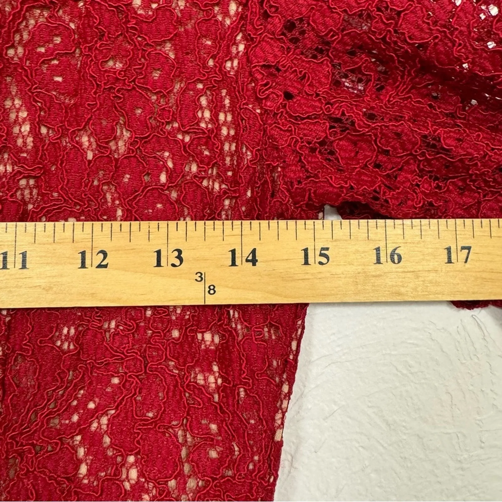 Adrianna Papell Red Lace Mini Sheath Dress Womens 4P 3/4 Sleeve Formal Cocktail - Image 10