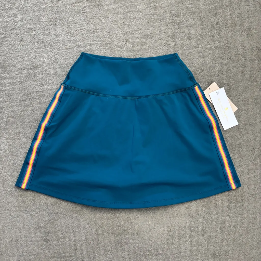 Spiritual Gangster Nyla Active Skirt Skort w/ Taping Dark Turquoise NWT - Image 4