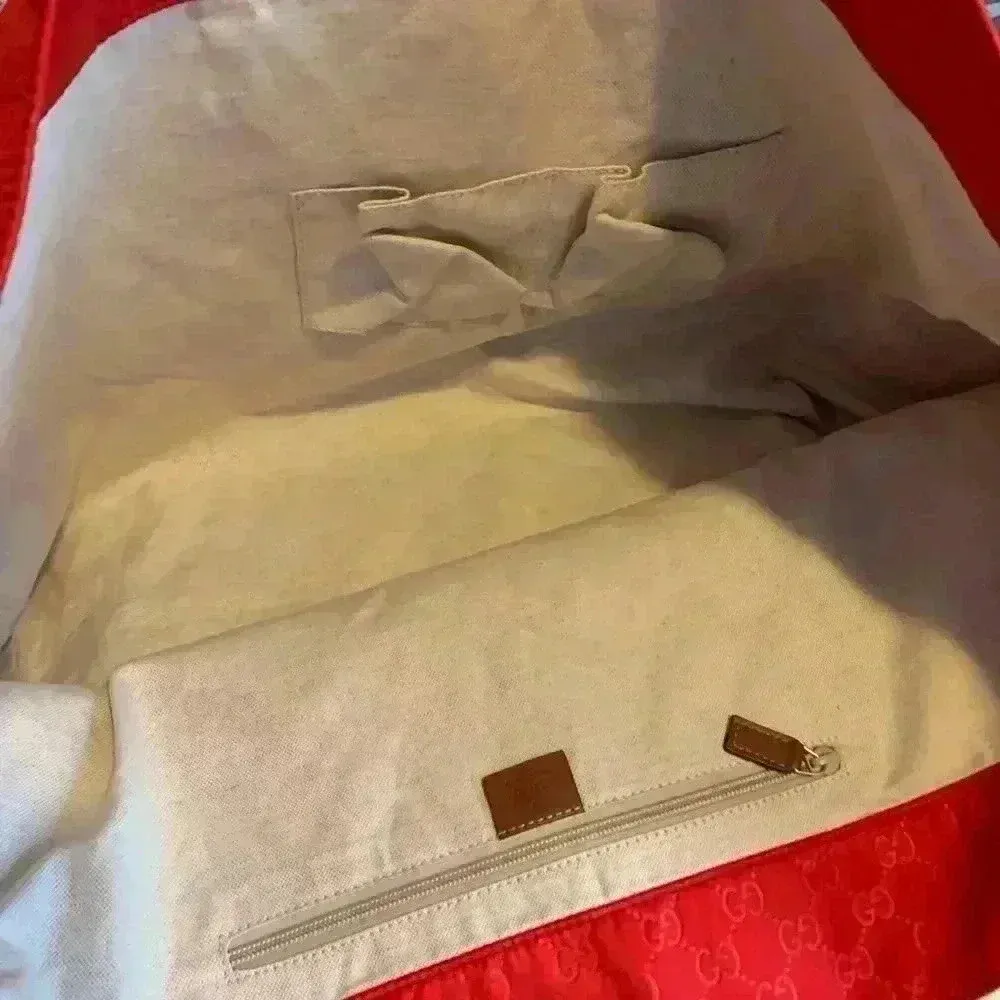 GUCCI GG pattern Large tote Duffle Bag Tote Bag Nylon Red - Image 13