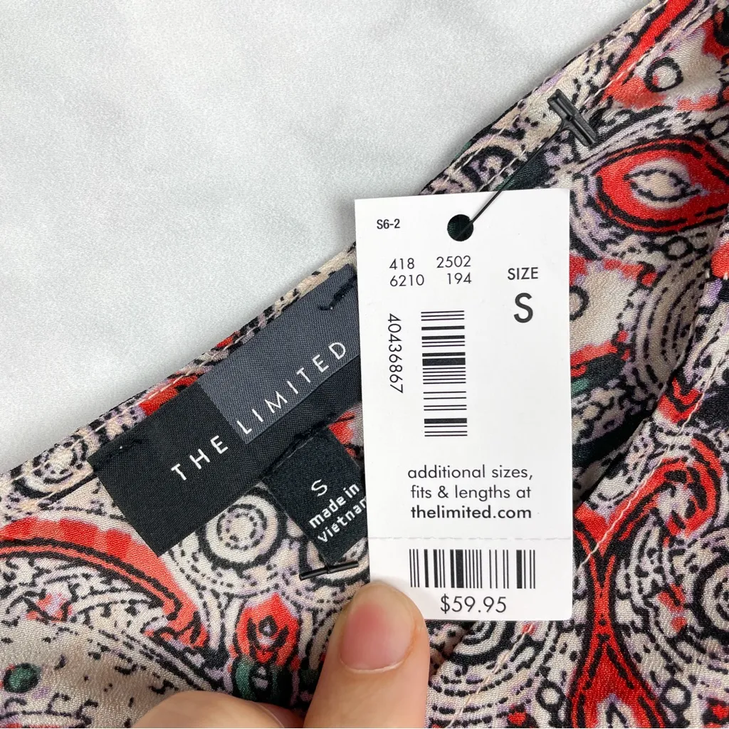 NWT The Limited Mosaic Abstract Print Ruffle V Back 3/4 Sleeve Blouse Top Boho S - Image 9