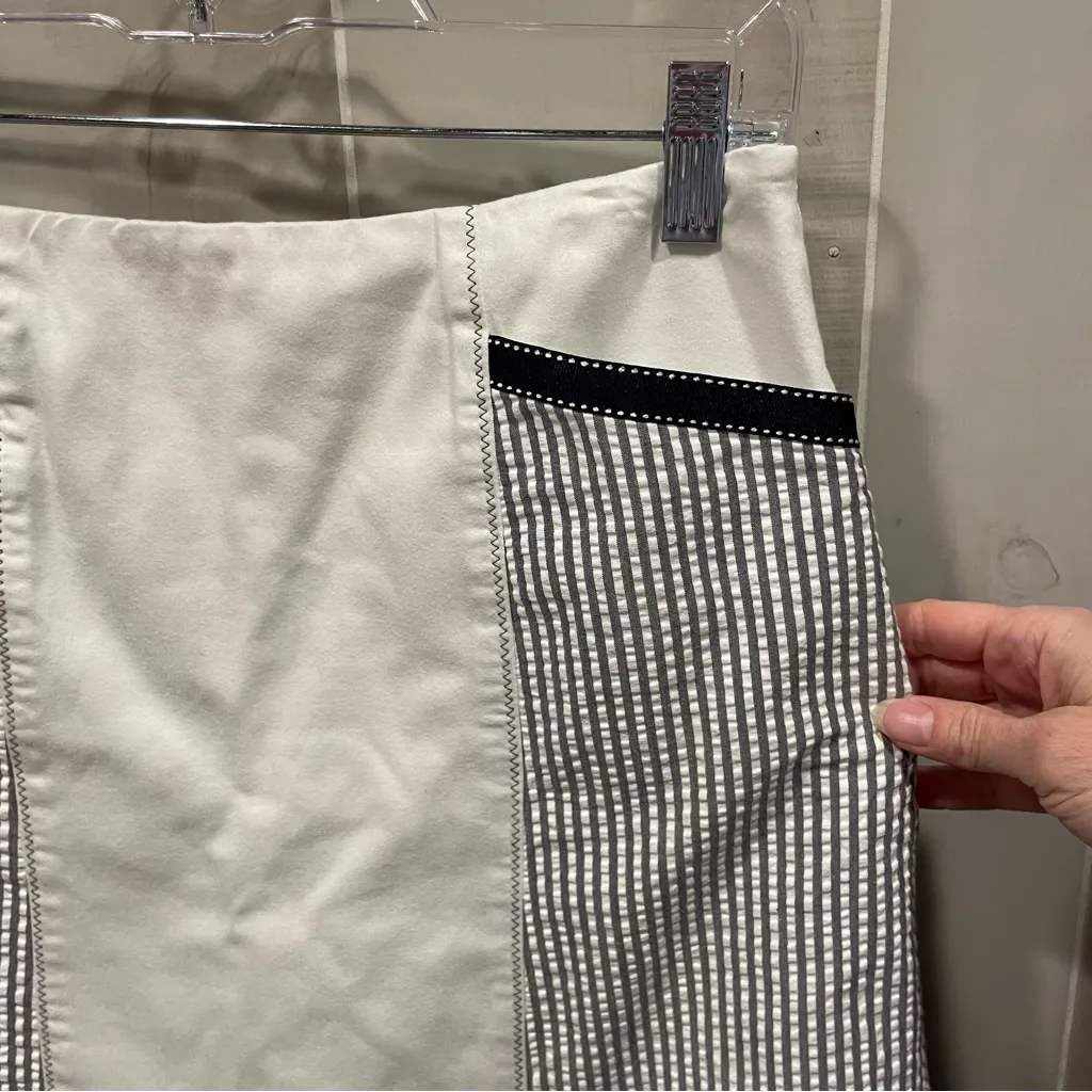 Cute seersucker patch cotton stretch mini skirt pockets Talbots coastal stripe - Image 7