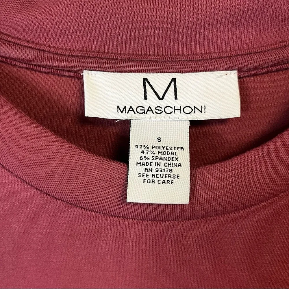 Magaschoni Top Rose Pullover Cropped Sweatshirt Drawstring Front Sz S EUC Modal - Image 2