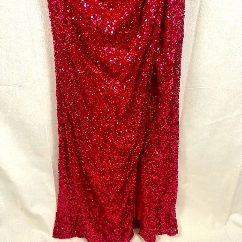 La Femme Vintage Strapless Sequin Long Prom Gown Dress Rhinestone Accent Pink 0 - Image 6