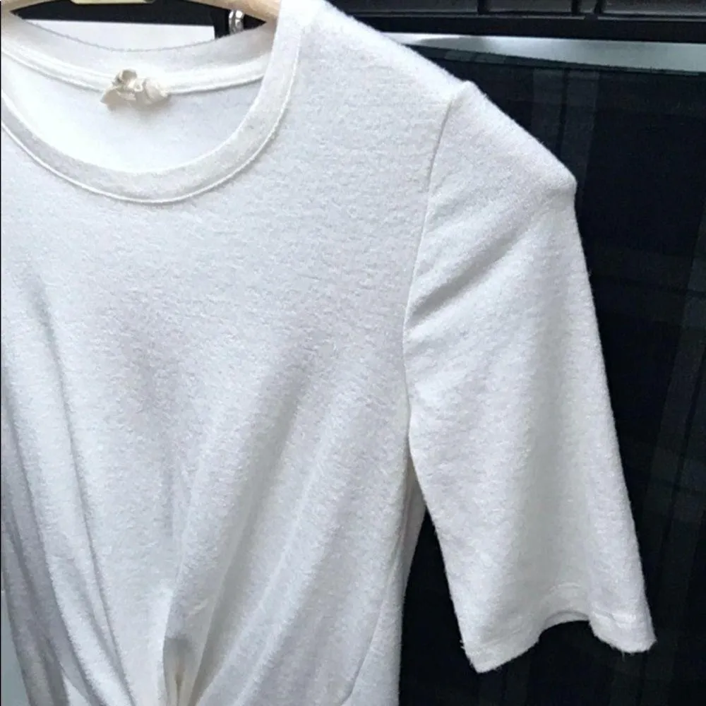 Maison Jules Twist Front Short Sleeve Ivory Knit Top - Image 3