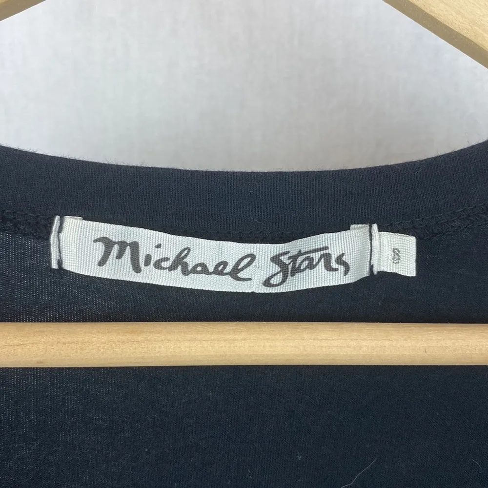 Michael Stars Black Cotton V Neck Short Sleeve Pocket Tee T Shirt Dress S - Image 5