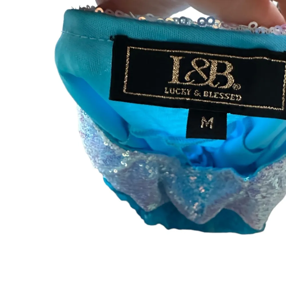 Lucky & Blessed Sequin & Lace Pants‎ Blue Size M - Image 6