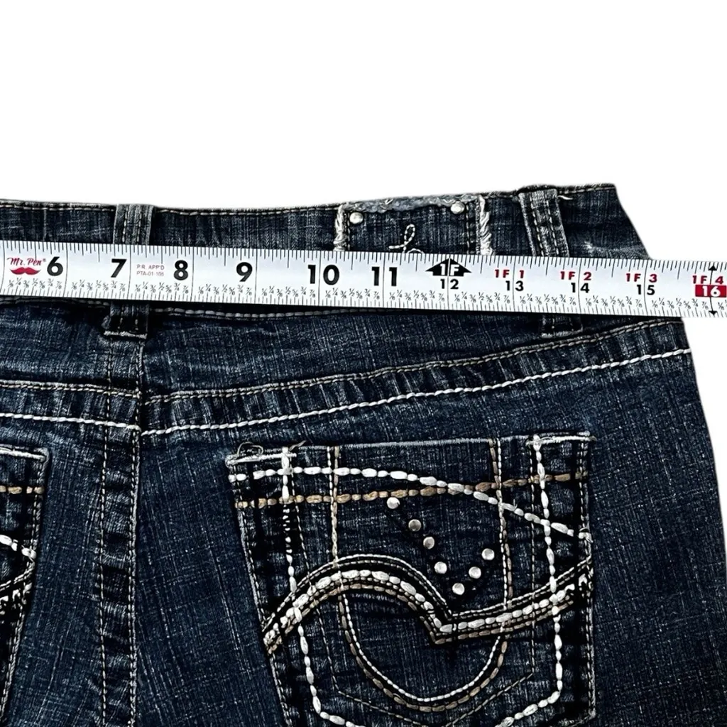 Hydraulic Y2K Low Rise Embellished Distressed Cuffed Capri Size 9/ 10 Edgy Glam - Image 5