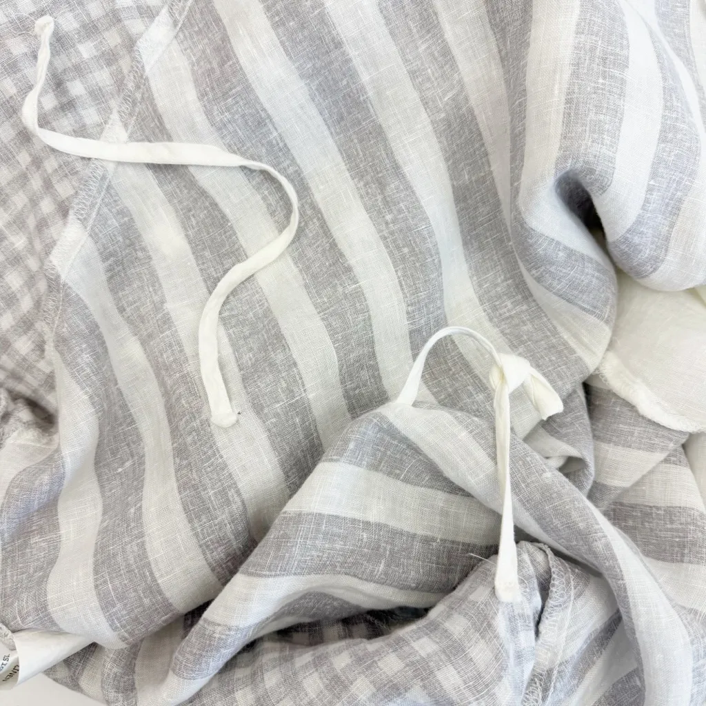 Luukaa Lagenlook Layered Asymmetrical Linen Midi Maxi Skirt Grey White Stripe Gray Size 6 - Image 7