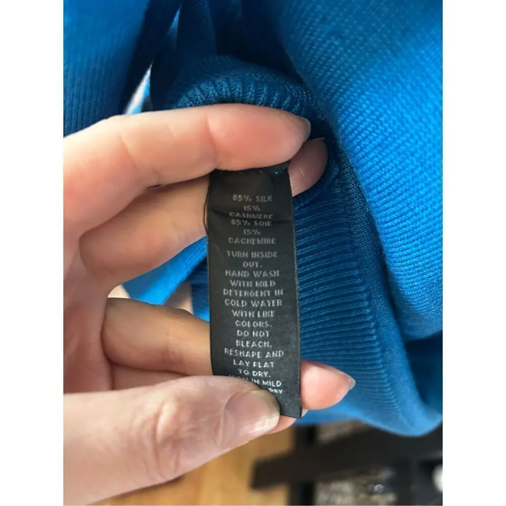 Sacks firth avenue blue long sleeve shirt size xs silk and cashmere - Image 6