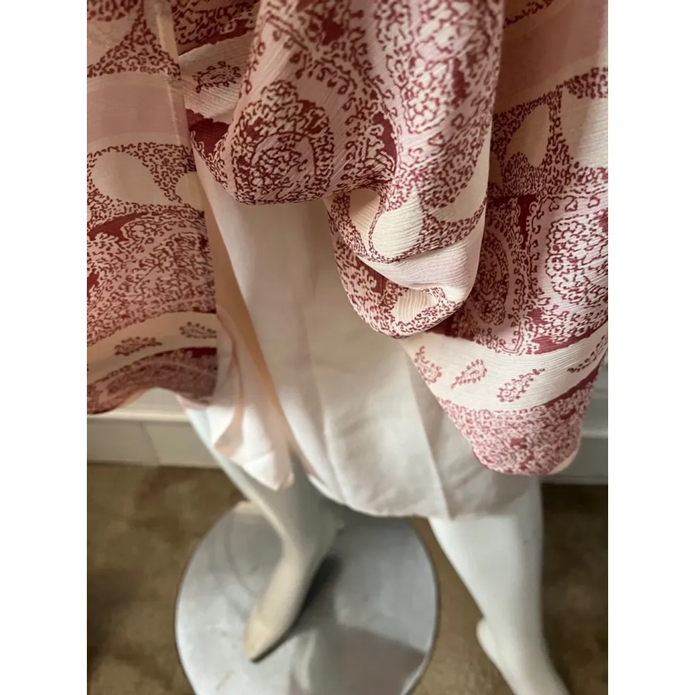 Ann Taylor paisley Red & Pink indian rustic country Aline rustic print skirt 4 - Image 3