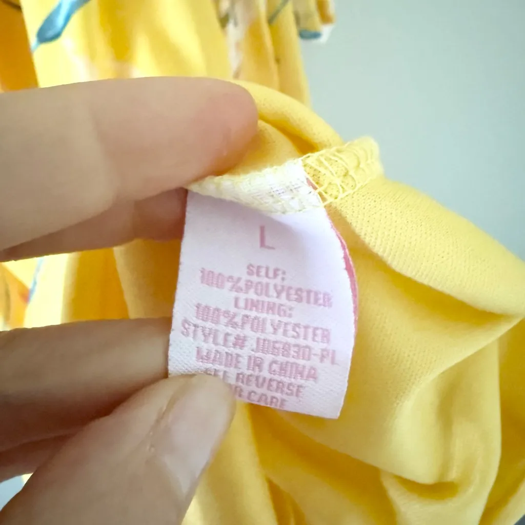 Pink Lily Ruffle Neckline Maxi Dress in Yellow Floral - Size L - Image 6