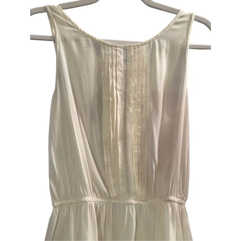 Anthropologie Vanessa Virginia Ivory Pleated Sleeveless Blouse boho peasant effo - Image 4