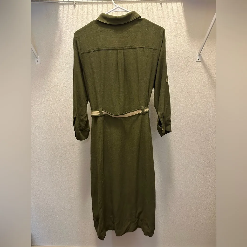 L'AGENCE Malika Linen-Blend Shirt Dress Small - Image 4