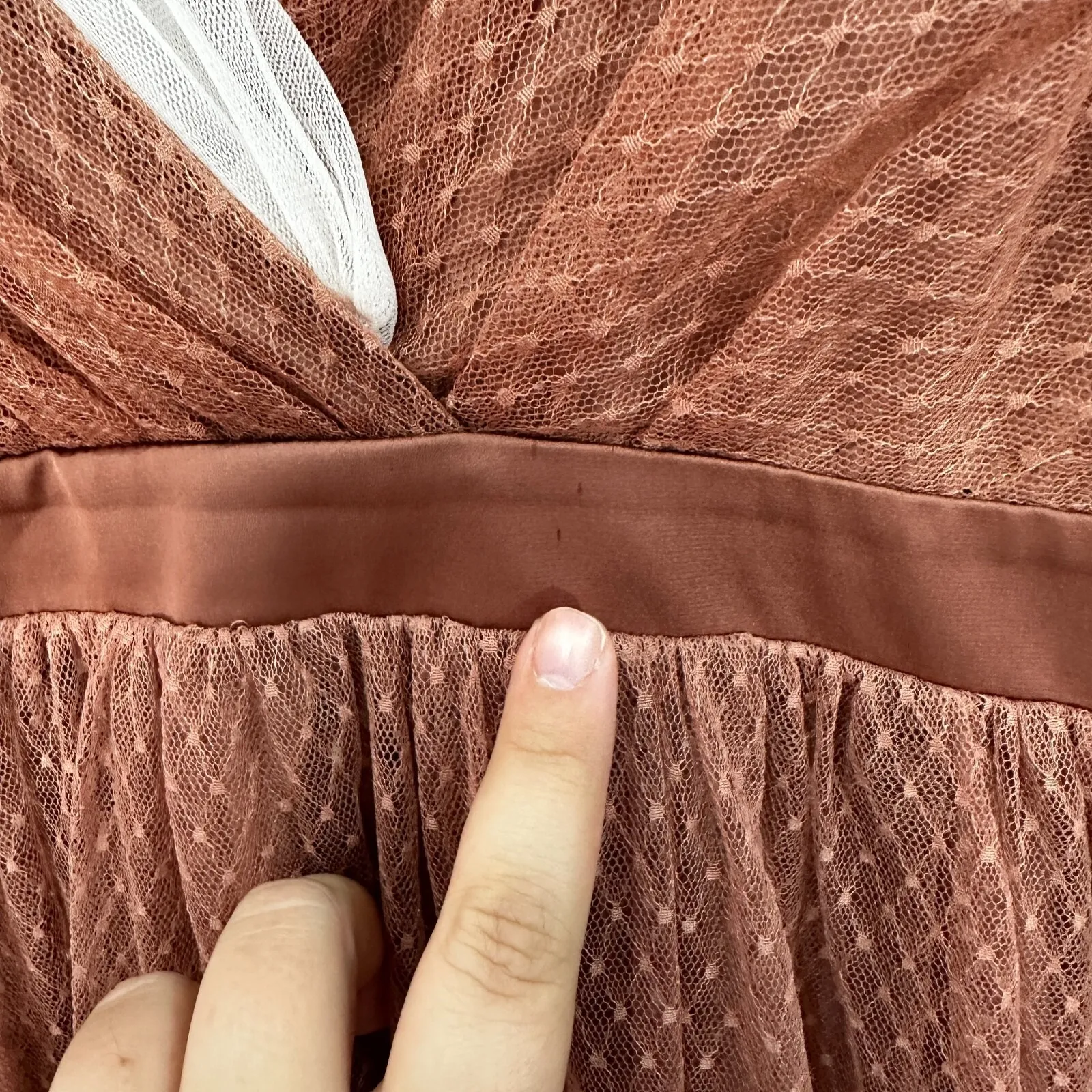 Express Dress 4 Fairycore Babydoll Tulle‎ Mesh Rust Polka Dot Romantic Cocktail - Image 4