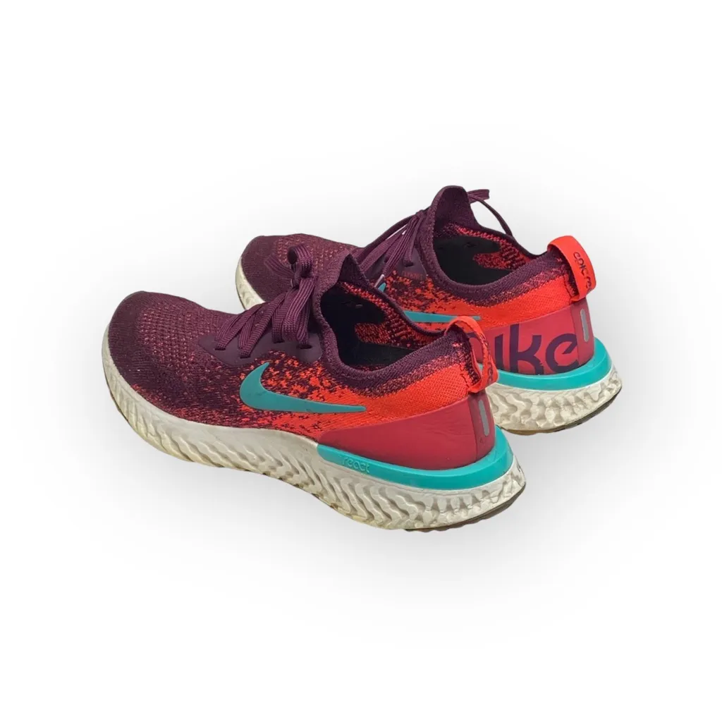 Nike ✔︎ Epic React Flyknit Running Shoes Sneakers ✔︎ Bordeaux Hyper Jade ✔︎ 7.5M - Image 5
