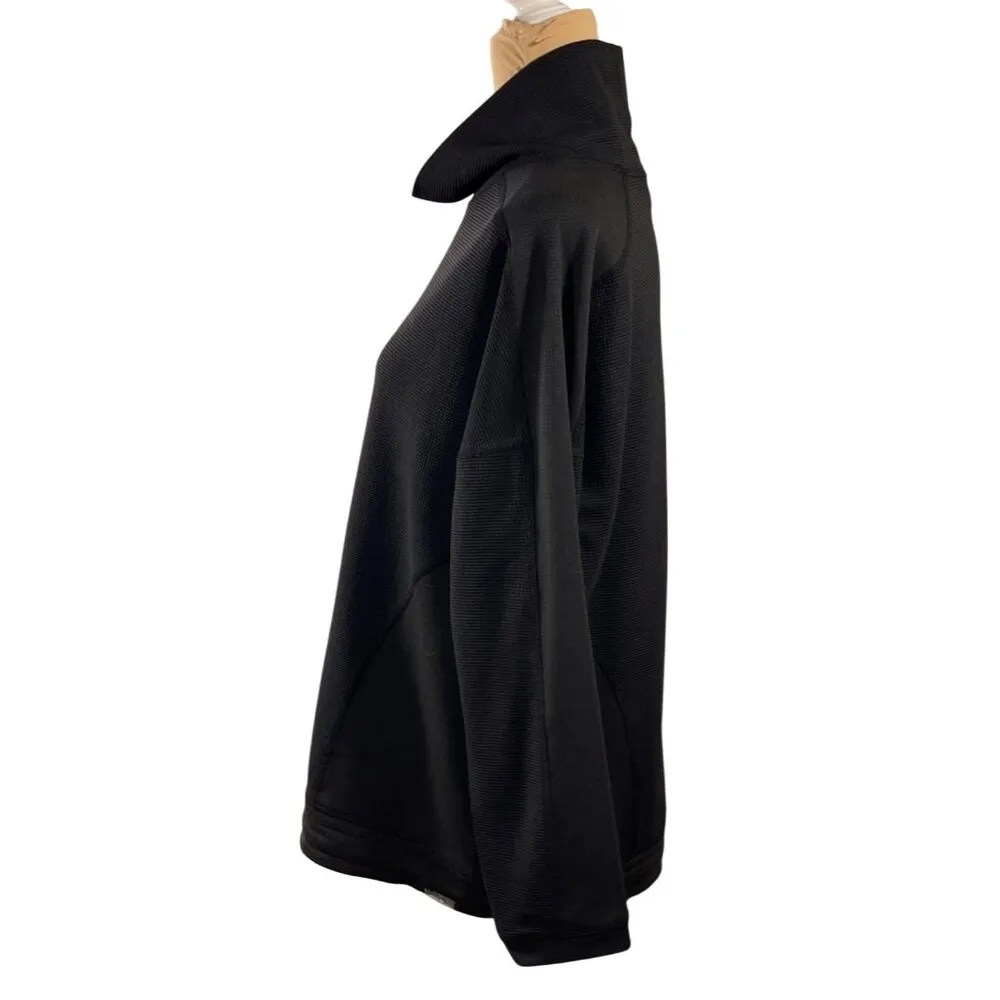 Eddie Bauer Women's Pullover Top Waffle Knit Mock Neck Black Size L Large - Image 2