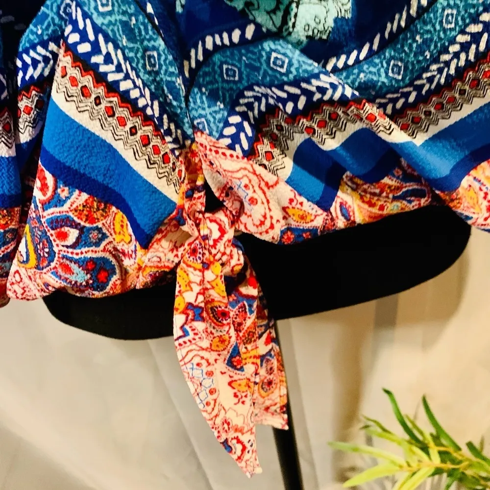 Coco Bianco Coco Bianca Multi Blue, Red & White Colored Dolman Sleeve Top - Image 3