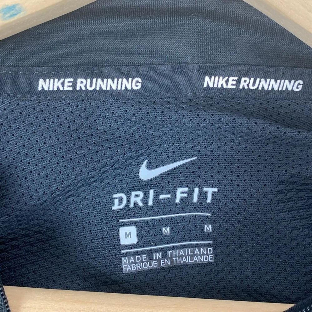 Nike Black Flash Long Sleeve Quarter Zip Dri Fit Running Shirt Top M - Image 8