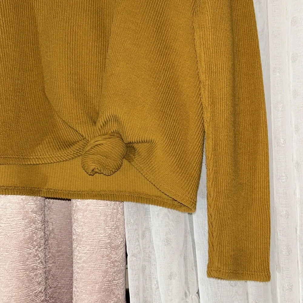 Size S Mustard Knotted Front Long Sleeve - Image 2