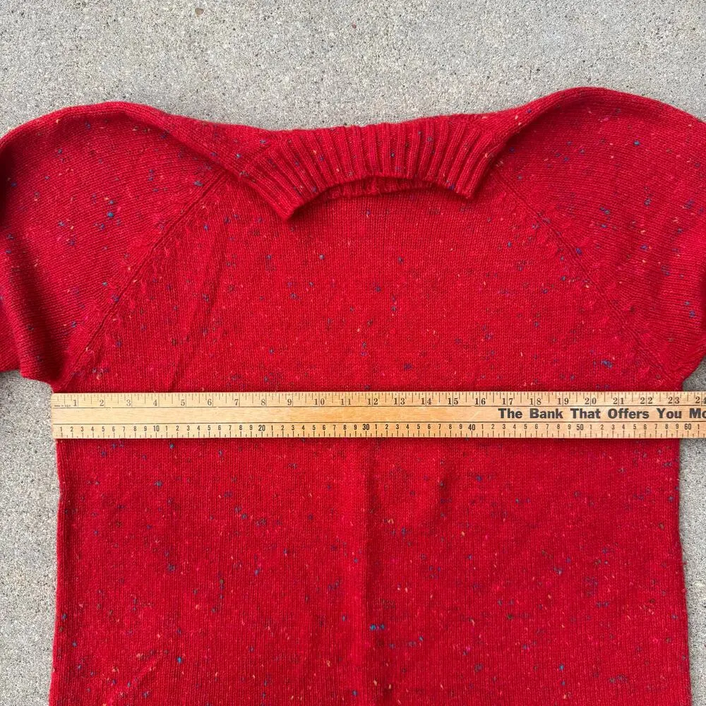 Vintage 90s Venezia Red Variegated Knit Sweater Mock Neck Acrylic Wool One Size Size L - Image 8