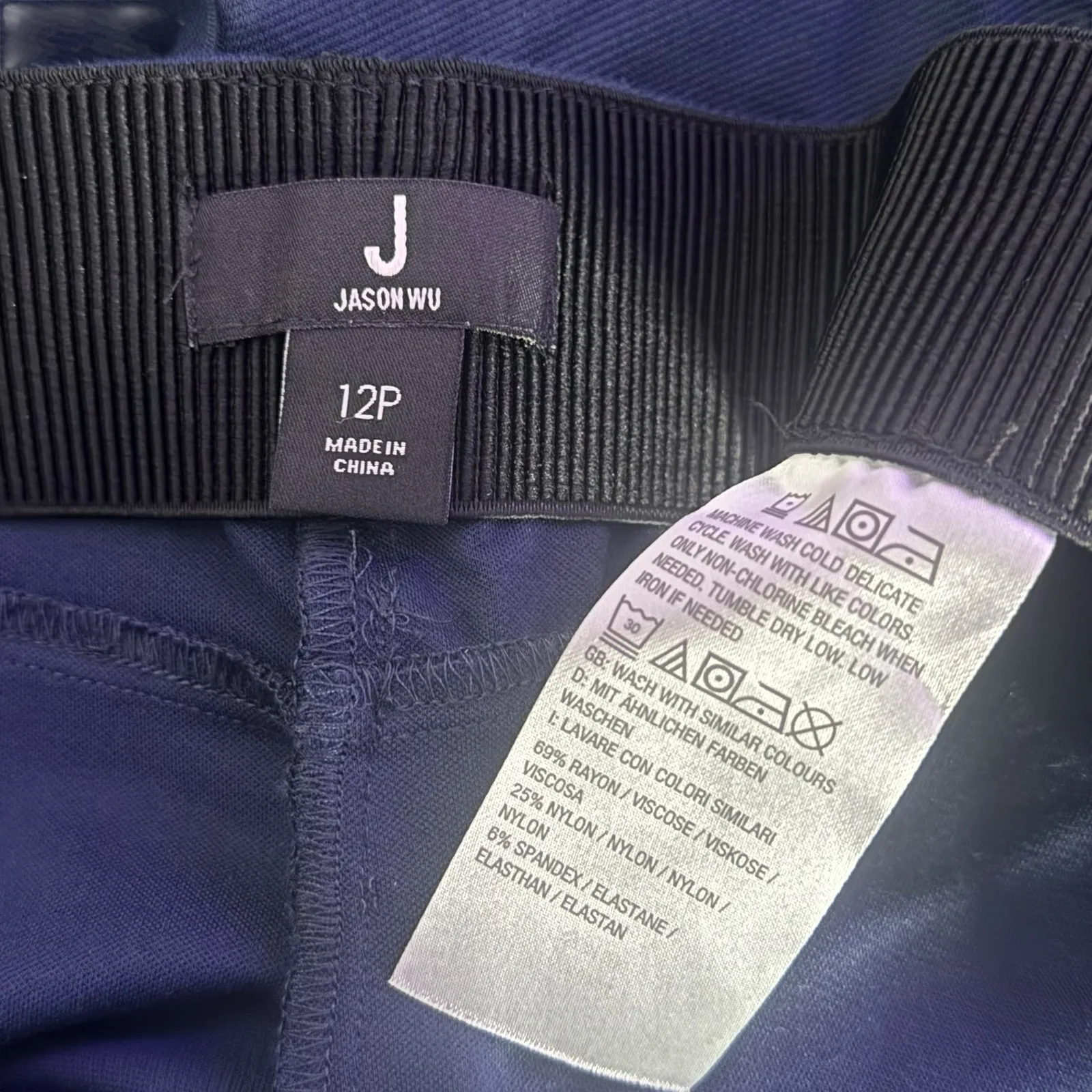 J Jason Wu Ponte Pants Pull On‎ Stretch Career Casual Blue Trousers Women 12P - Image 3